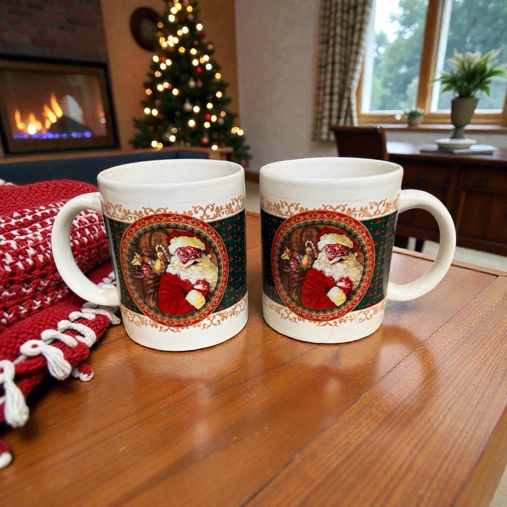 New (old stock) Vintage Nostalgic Santa Claus Mugs Set- 1991 Darling Farms